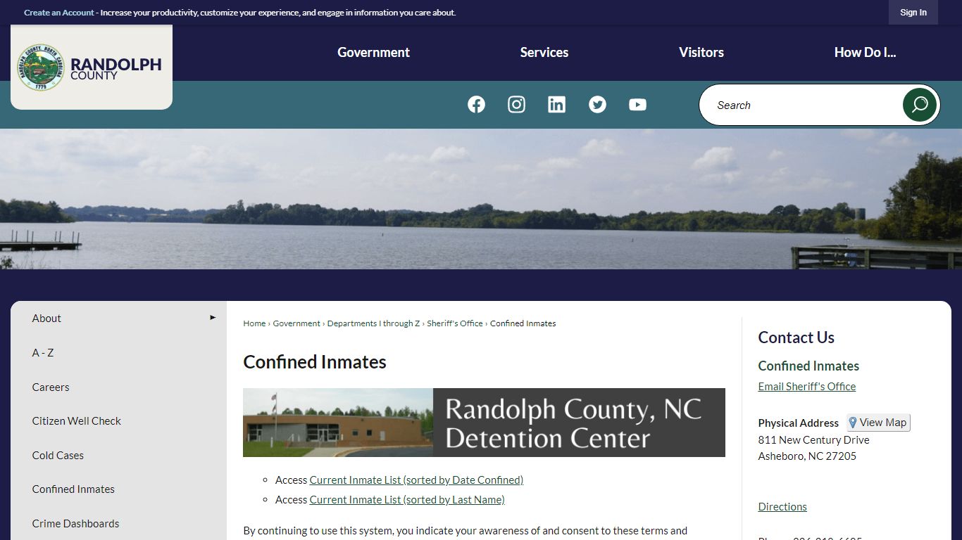 Confined Inmates - Randolph County, NC